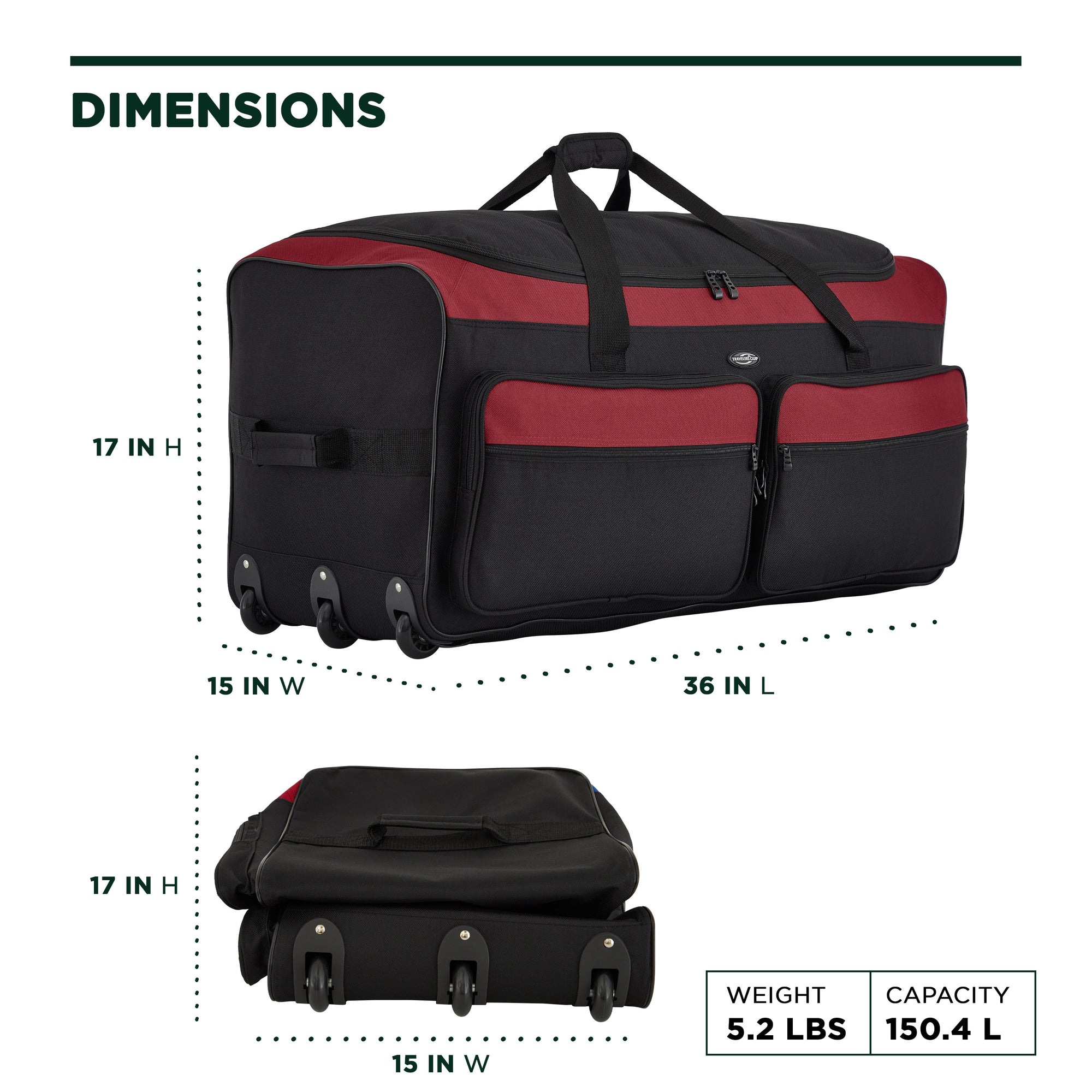 Travelers Club 36" Asgard 3-Wheel Rolling Duffel Bag