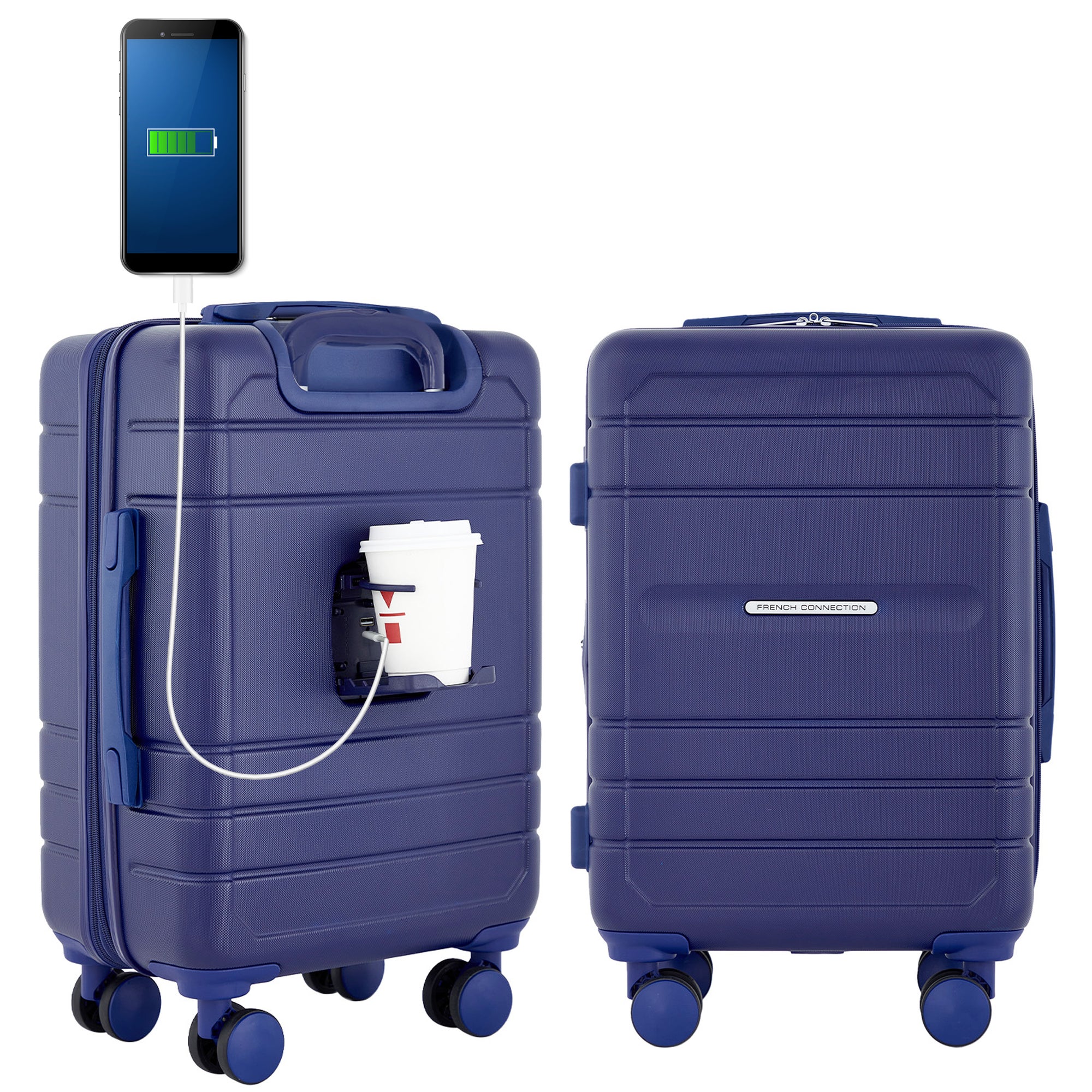 French Connection 22" St. Martin Carry-On Luggage with Cup Holder/USB Ports