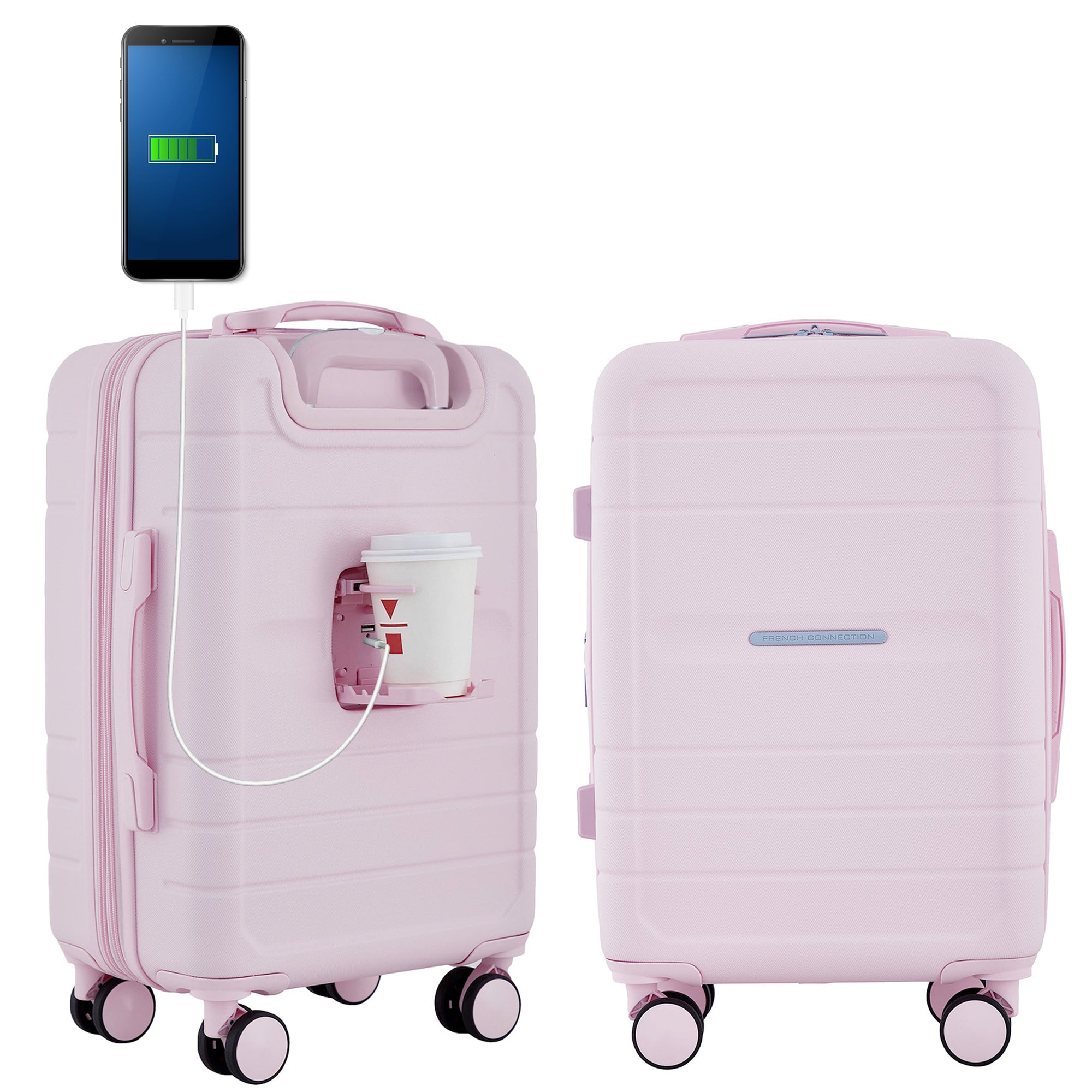 French Connection 22" St. Martin Carry-On Luggage with Cup Holder/USB Ports