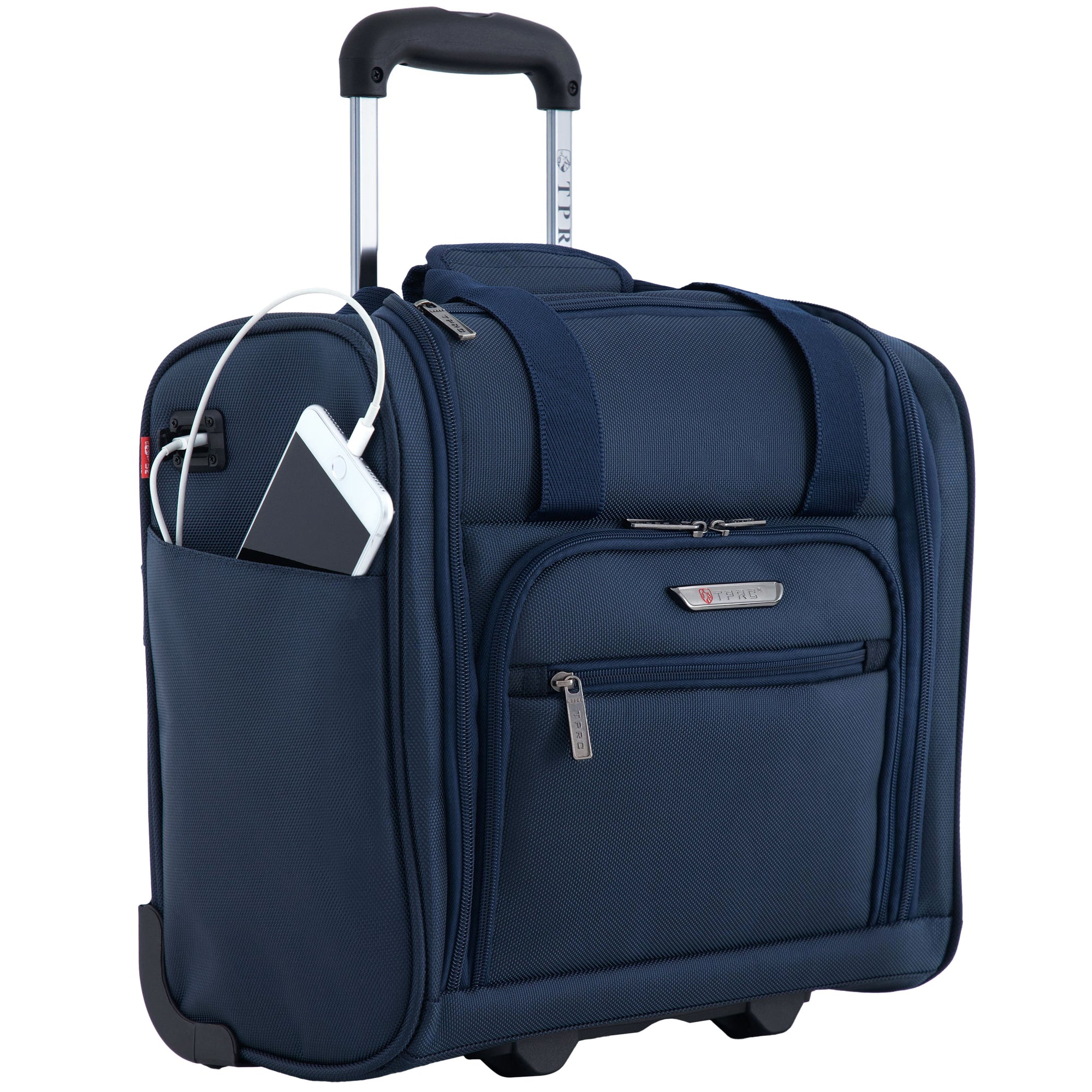 TPRC 15" Smart Under Seat Carry-On Luggage with USB Charging Port