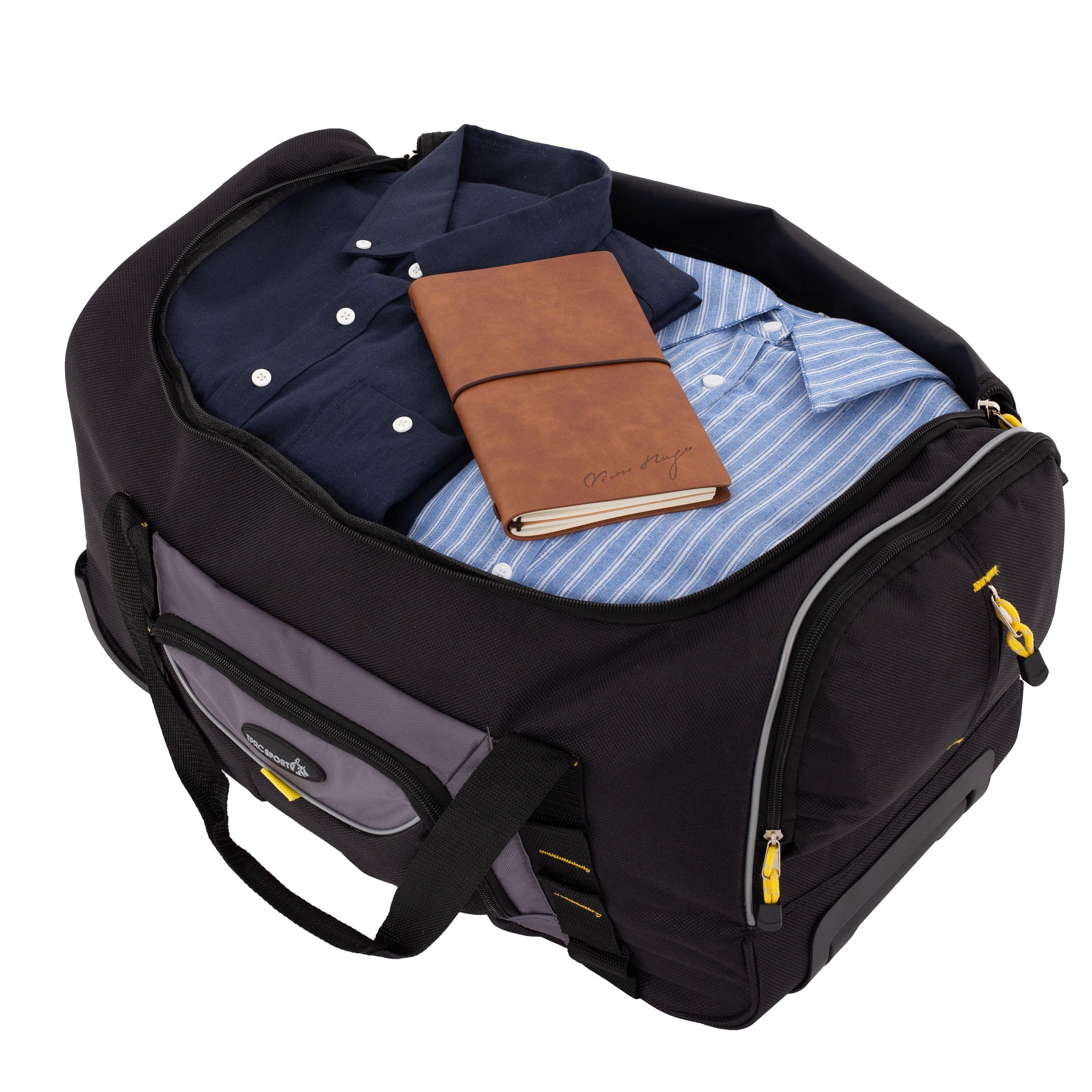 TPRC Sierra Madre II Upright Rolling Duffel Bag, Black/Gray, 21 Inch