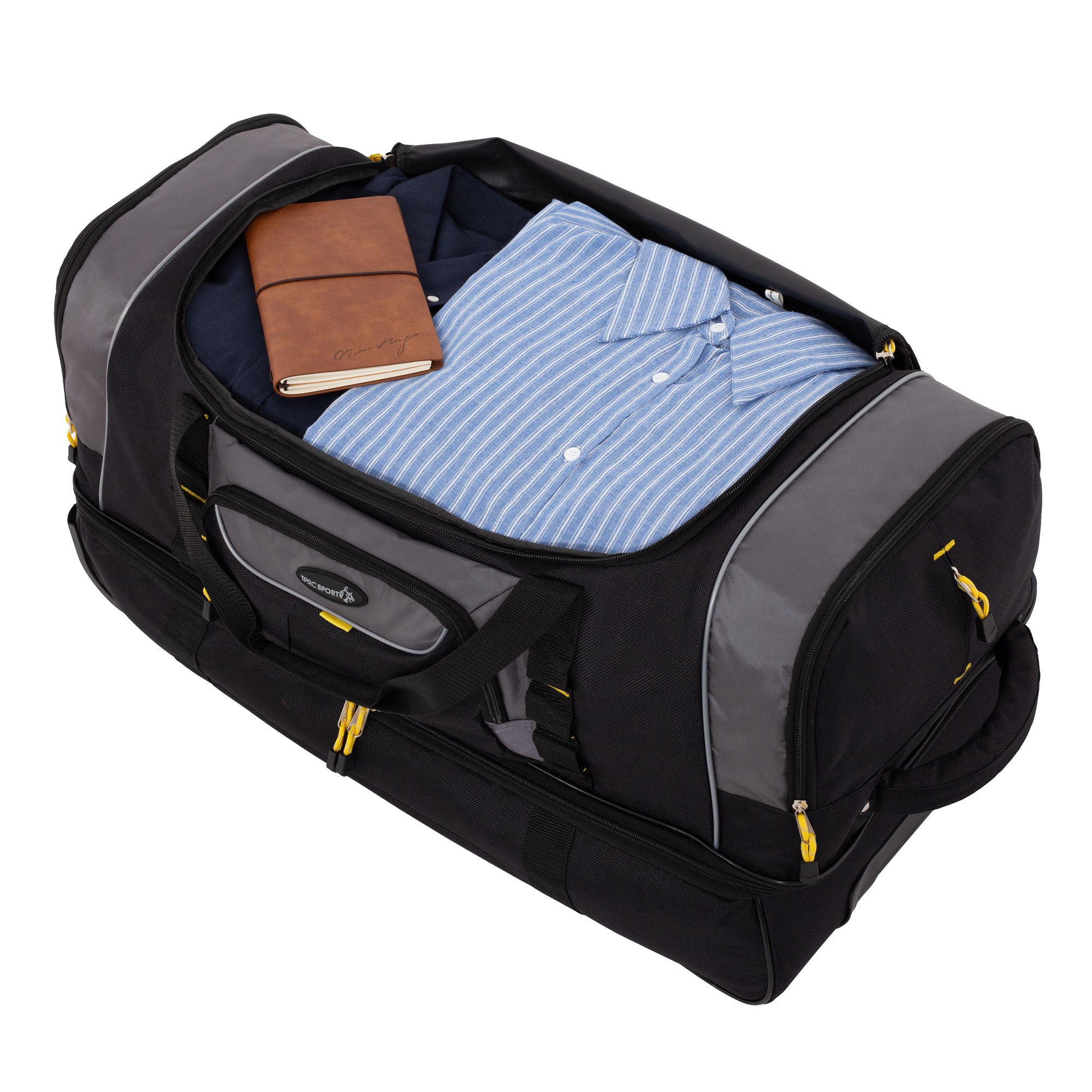 TPRC Sierra Madre II Upright Rolling Duffel Bag, Black/Gray, 30 Inch