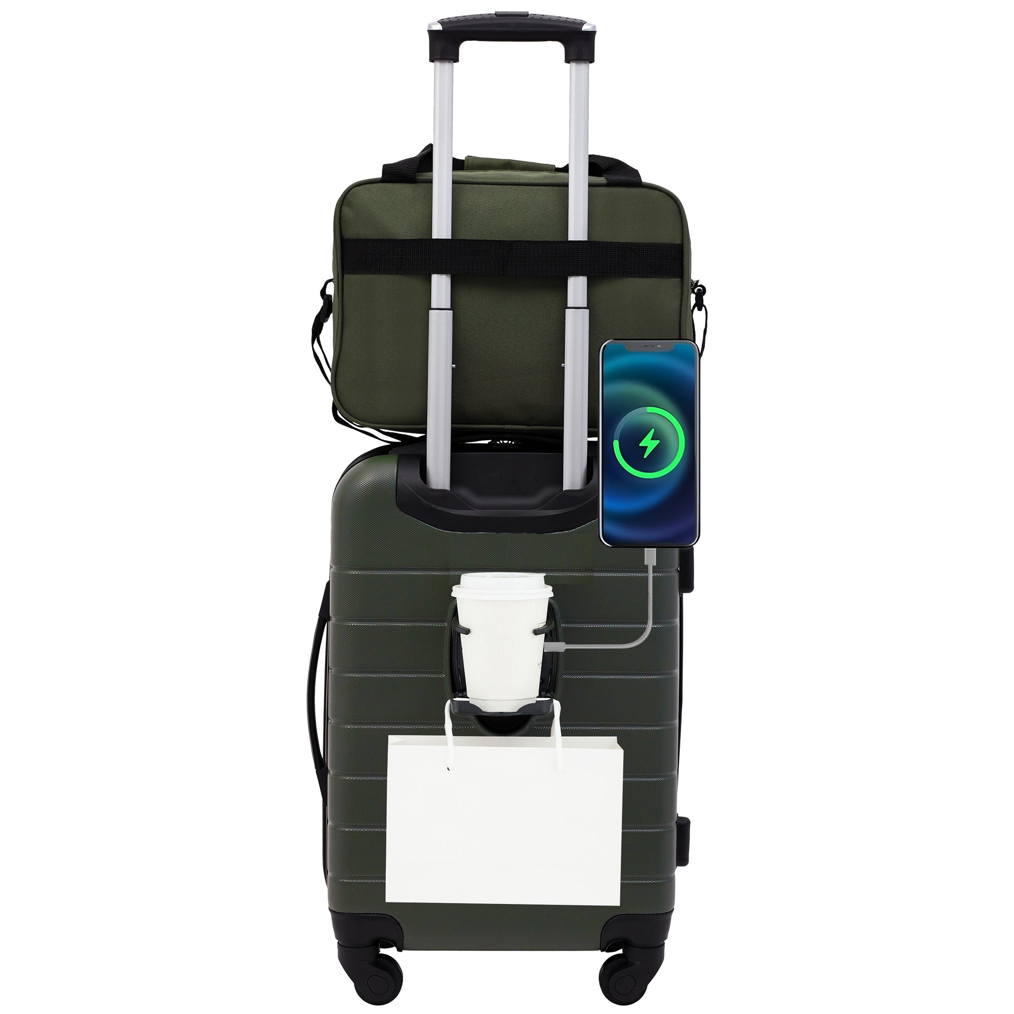 [Wrangler] Smart 2 Piece Carry-On Luggage Set with Cup Holder and USB Port
