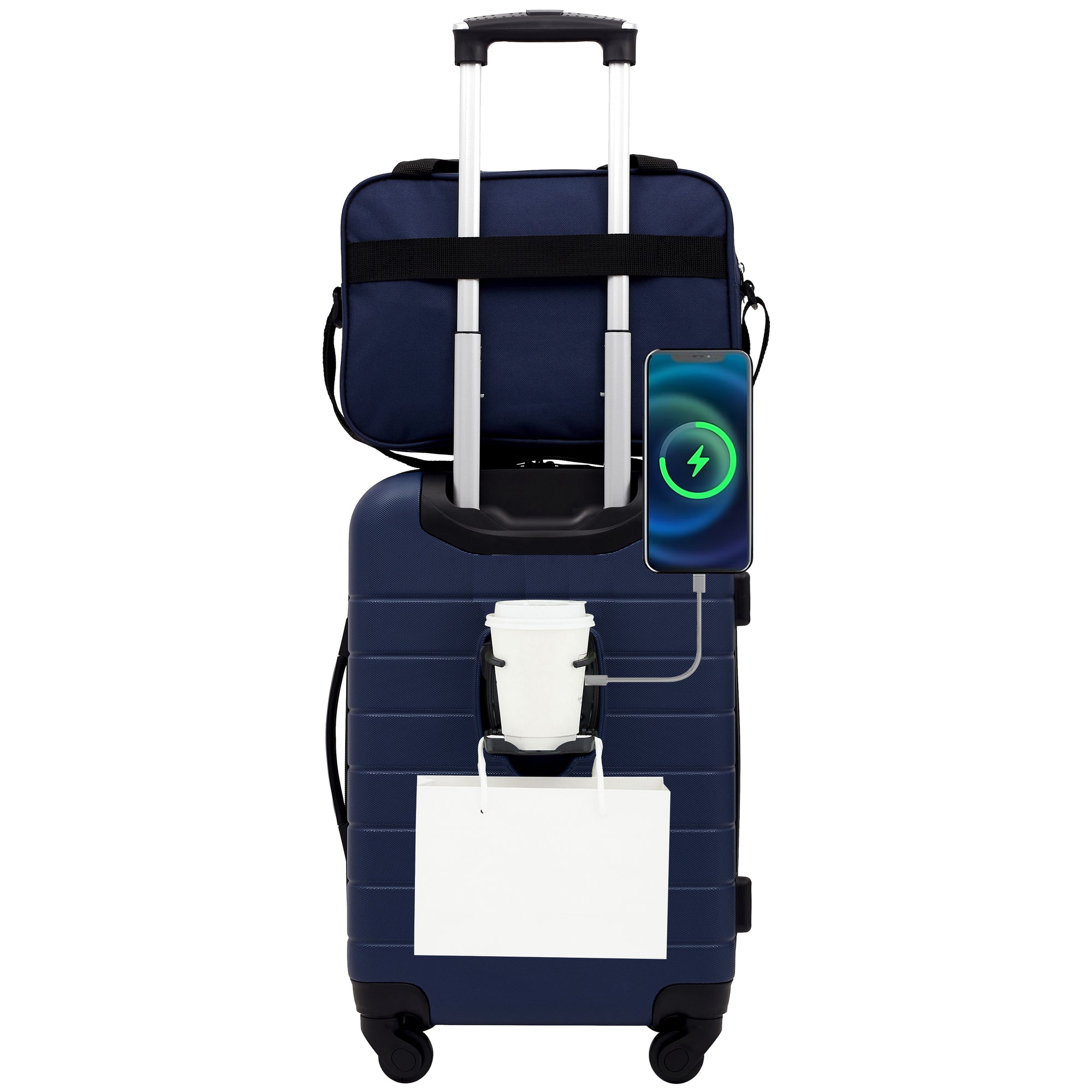 [Wrangler] Smart 2 Piece Carry-On Luggage Set with Cup Holder and USB Port