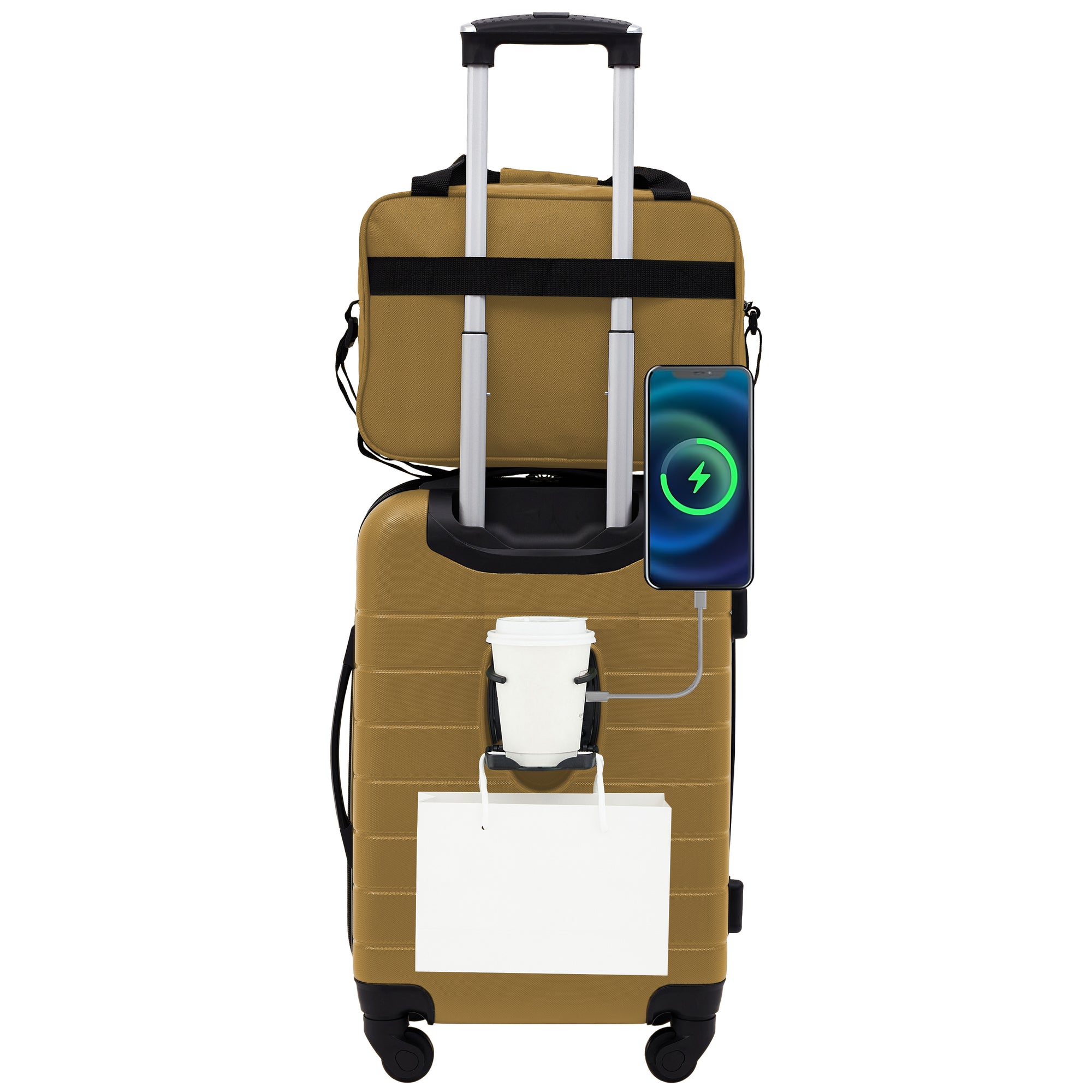 [Wrangler] Smart 2 Piece Carry-On Luggage Set with Cup Holder and USB Port