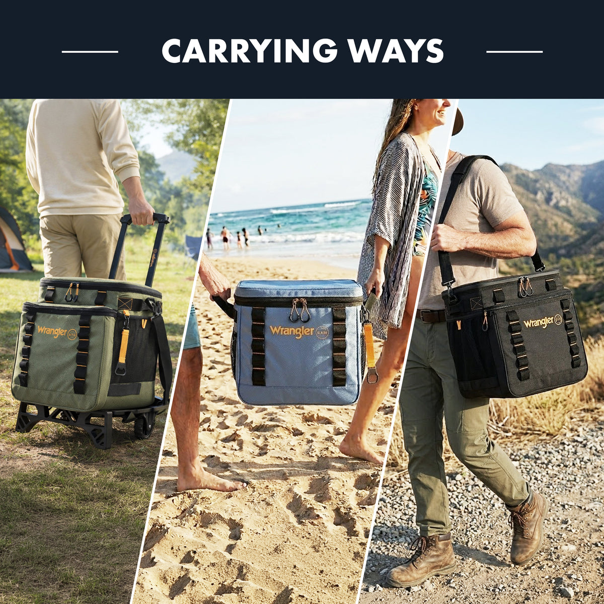 Wrangler ATG Cooper 38L Collapsible Cooler w/ Tri-Fold All-Terrain Cart