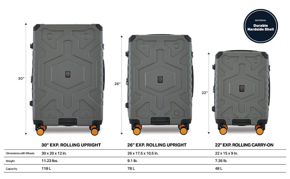 Wrangler ATG Outland Hardside Luggage, 3-Piece Set or 22-inch Carry-On