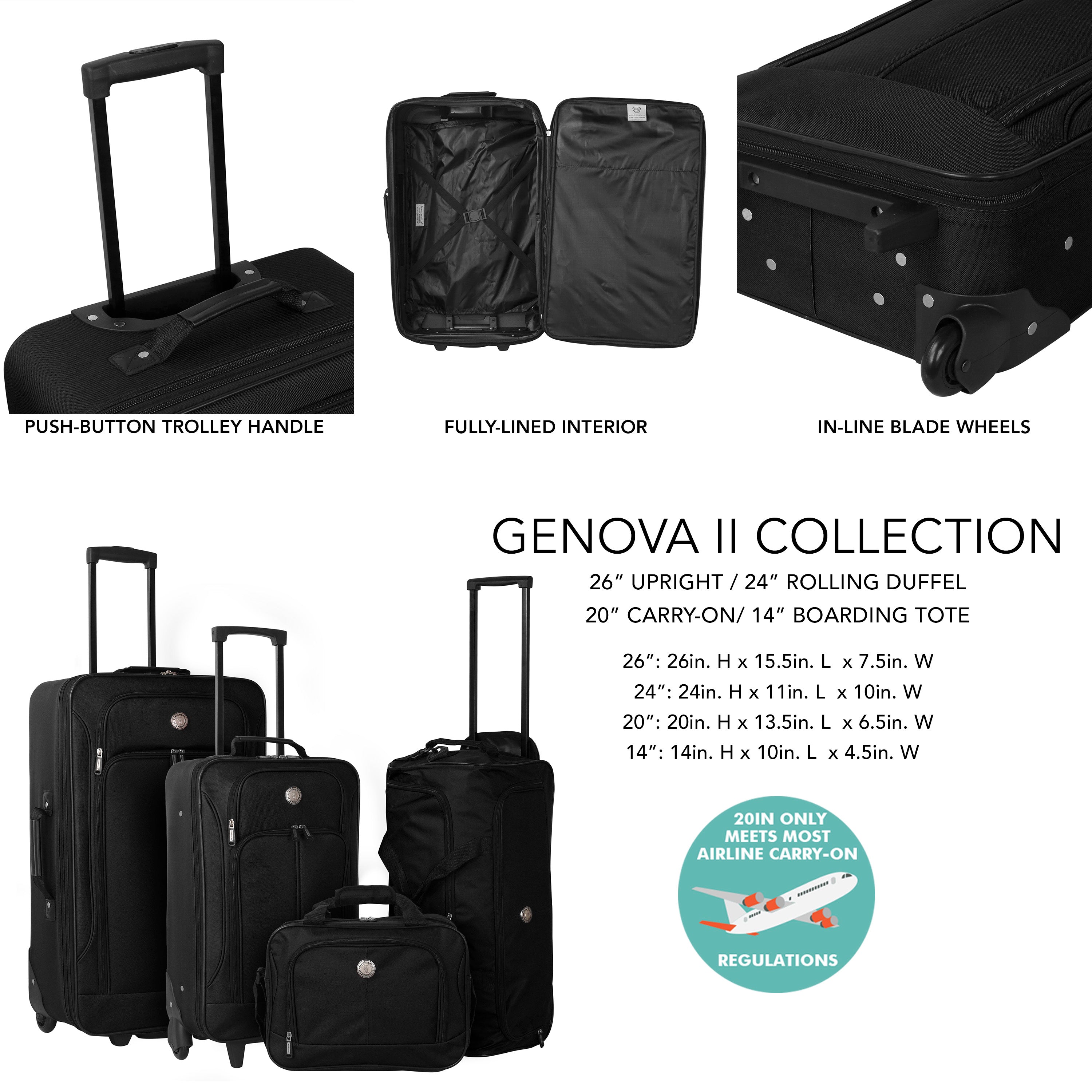 EVA Genova II Collection | 4PCS Travel set W/ In-Line Blade wheels