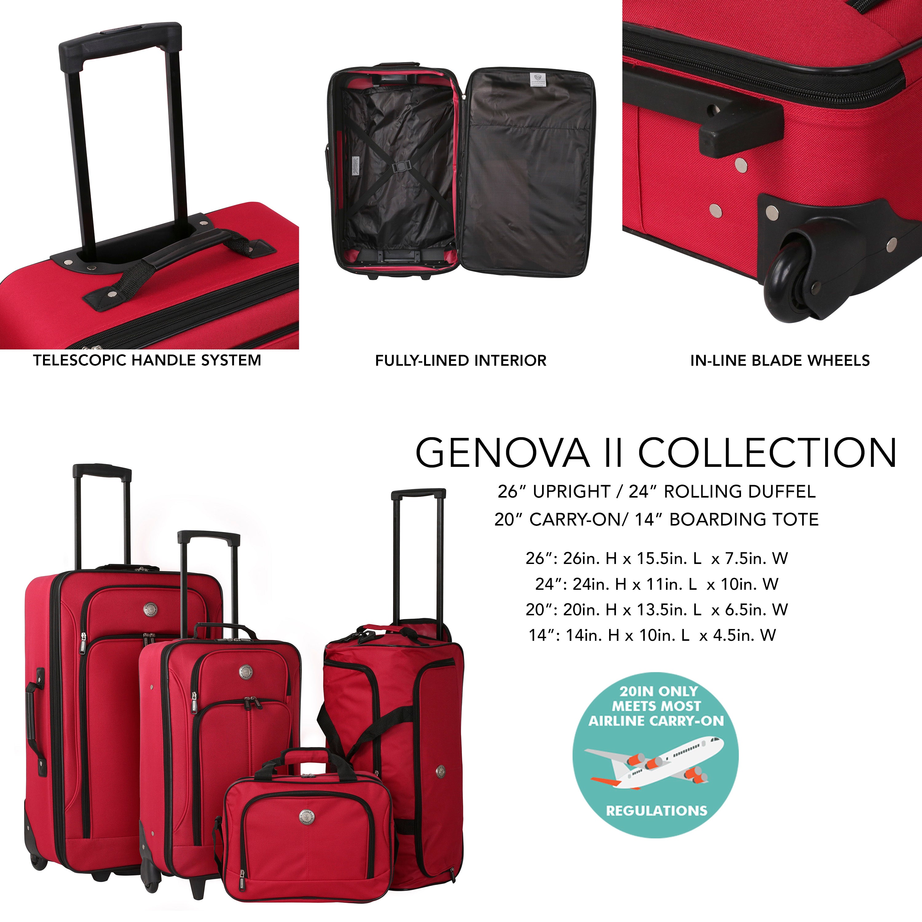EVA Genova II Collection | 4PCS Travel set W/ In-Line Blade wheels